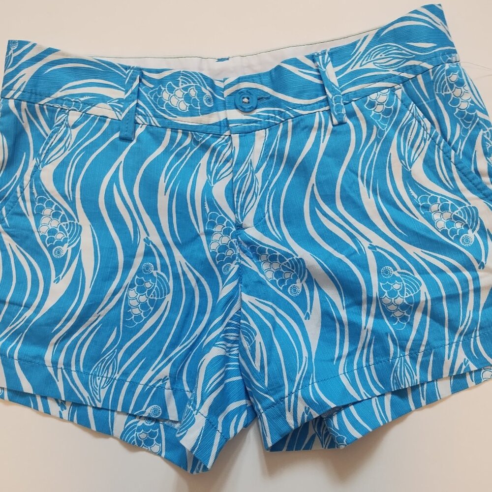 Lilly Pulitzer The Callahan Short Size 4 Blue and White Cotton Short